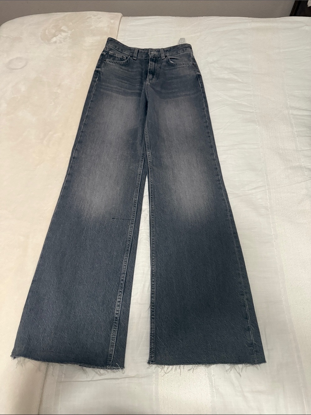 Zara Men's Bootcut Washed Black Jeans